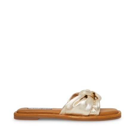 Gold Steve Madden Tatiana Women's Slides | PH 8201XJW